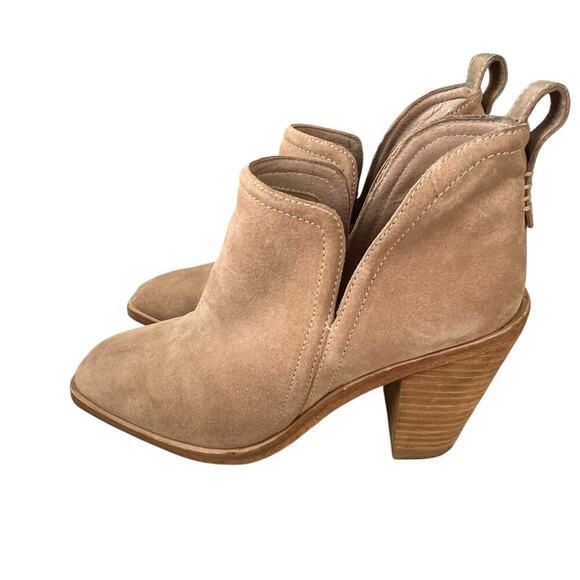 Jeffrey Campbell Rosalee Ankle Boots Women's 9 Suede Pull On Chunky Heel Beige - Picture 7 of 12